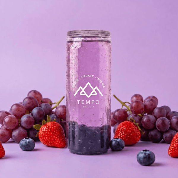 Tempo Tea Bar Bubble Tea Bubble Tea Cans | Mixed Berry Fruit Tea with Blueberry Popping Boba - 5 Pack (330ml)