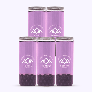 Tempo Tea Bar Bubble Tea Bubble Tea Cans | Mixed Berry Fruit Tea with Blueberry Popping Boba - 5 Pack (330ml)