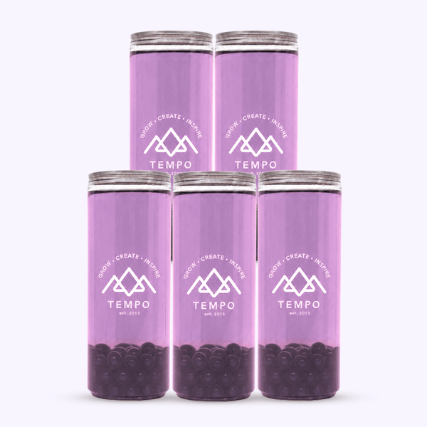 Tempo Tea Bar Bubble Tea Bubble Tea Cans | Mixed Berry Fruit Tea with Blueberry Popping Boba - 5 Pack (330ml)