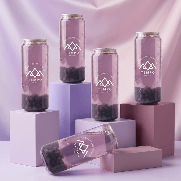 Tempo Tea Bar Bubble Tea Bubble Tea Cans | Mixed Berry Fruit Tea with Blueberry Popping Boba - 5 Pack (500ml)