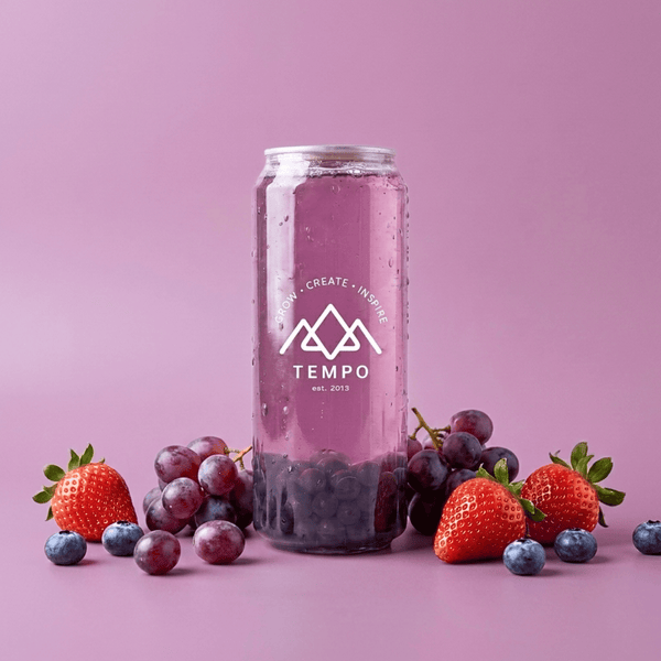Tempo Tea Bar Bubble Tea Bubble Tea Cans | Mixed Berry Fruit Tea with Blueberry Popping Boba - 5 Pack (500ml)