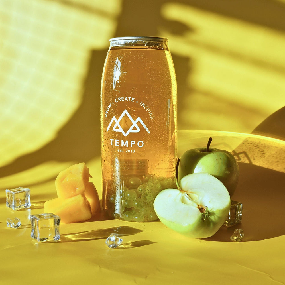 Tempo Tea Bar Bubble Tea Bubble Tea Cans | Poppin' Paradise (Mango & Apple Fruit Tea with Apple Popping Boba) - 4 Pack