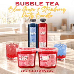 Tempo Tea Bar Bubble Tea Bundle Box | Blue Grape & Strawberry Bubble Tea Party Bundle (80 Servings)