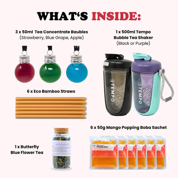 Tempo Tea Bar Bubble Tea Bundle Box | Shake & Sip Bundle Box - 6 Servings