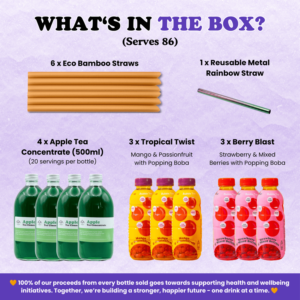 Tempo Tea Bar Bubble Tea Bundle Box | Ultimate Hydration Bundle Box - 86 Servings