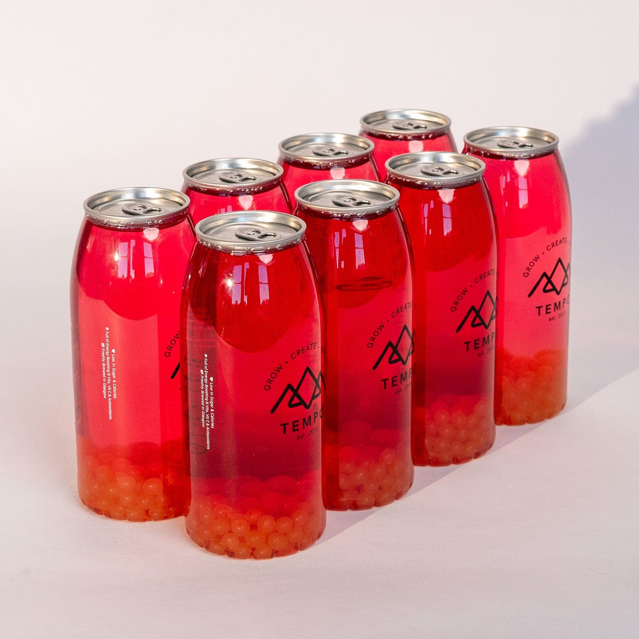 Tempo Tea Bar Bubble Tea Cans Red Reviver (Strawberry w/ Mango) Bubble Tea Cans Subscription Box - 8 Pack