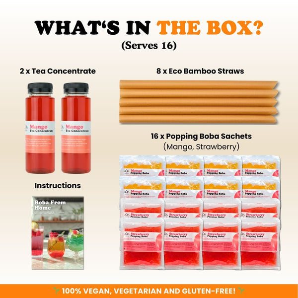 Tempo Tea Bar Bubble Tea Kit Bubble Tea Kit | Mango Fruit Bubble Tea with Popping Boba