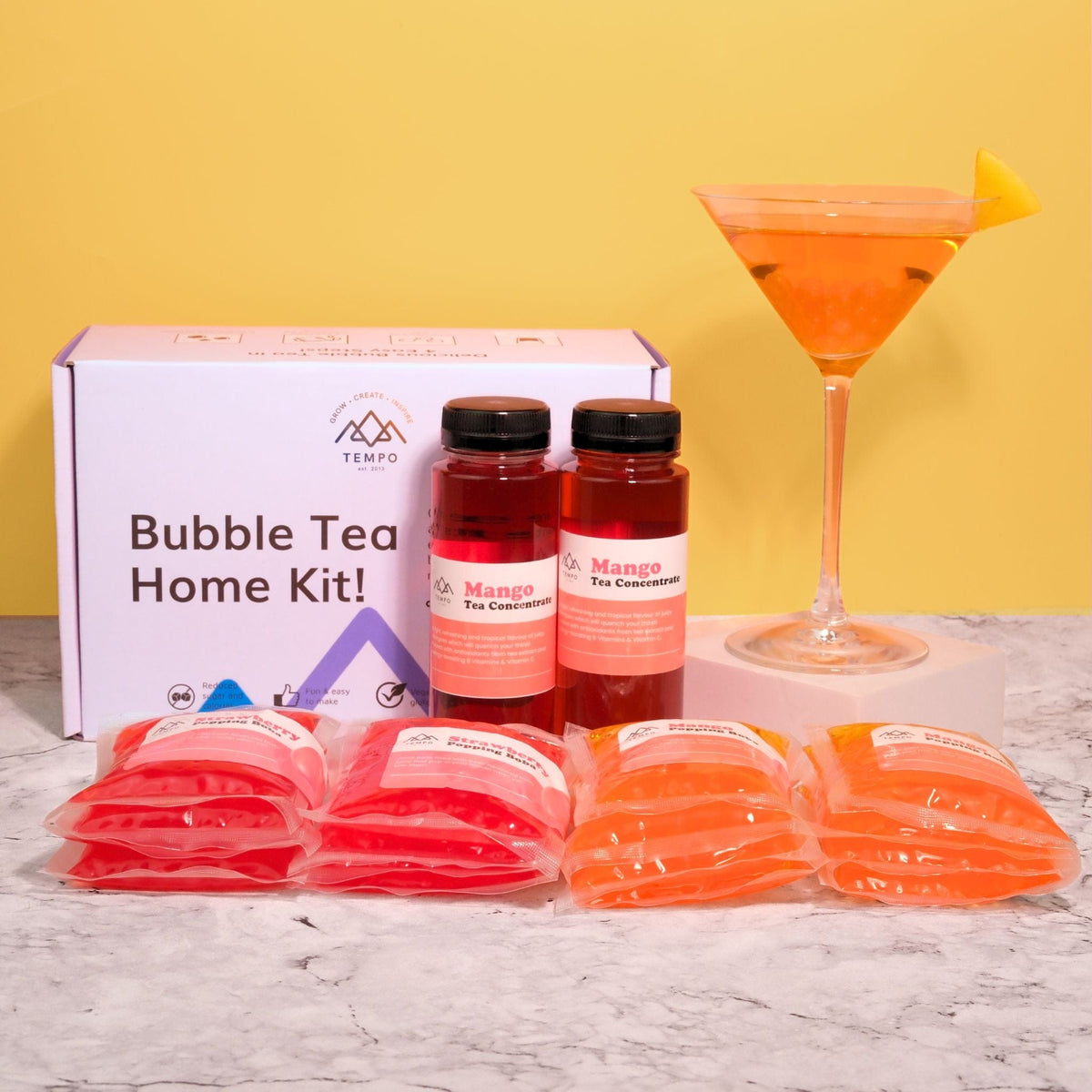 Popping Boba Sachet for Bubble Tea – 4 Mango Single Serve Sachets