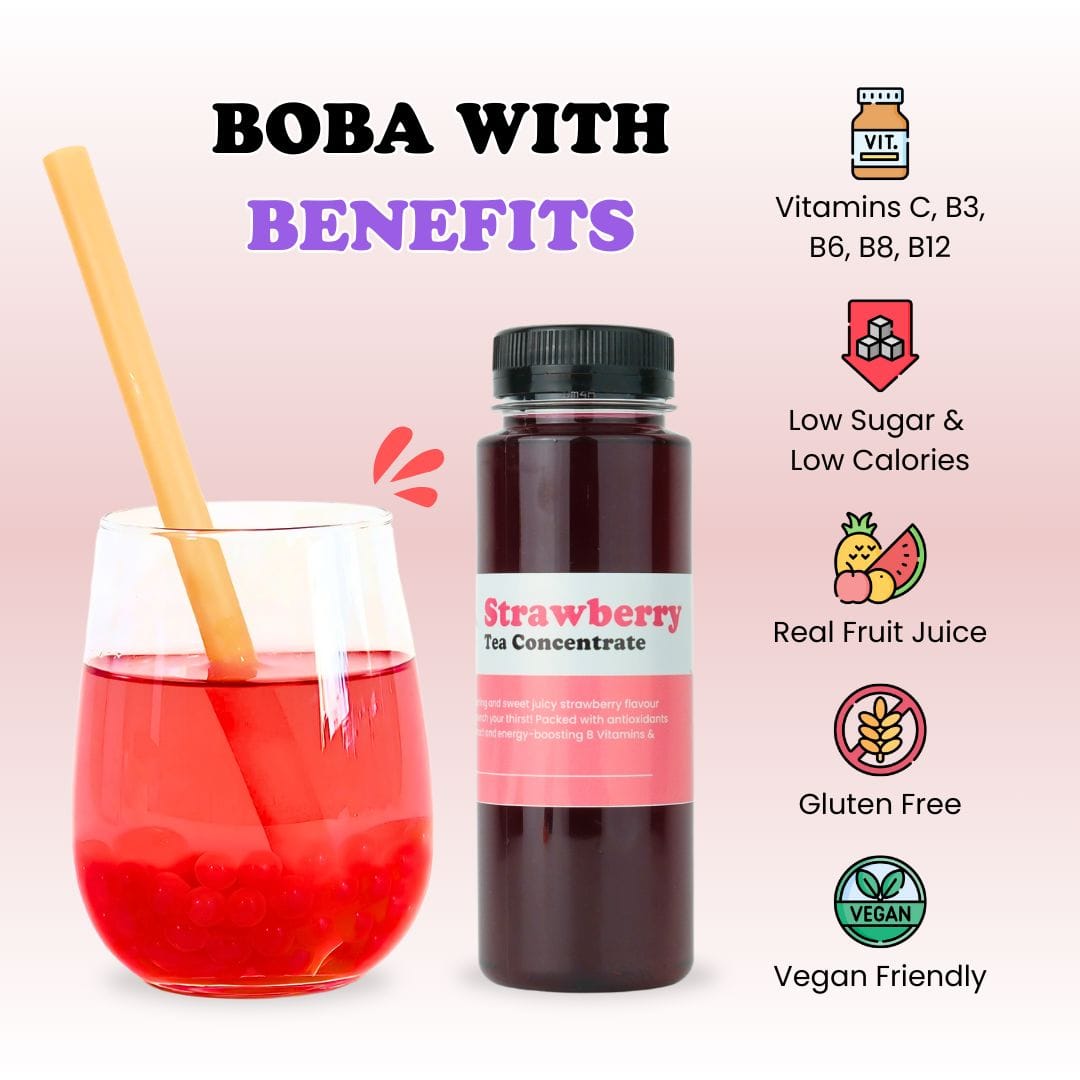 Tempo Tea Bar Bubble Tea Kit Bubble Tea Kit | Mango & Strawberry Fruit Tea with Popping Boba (serves 16)