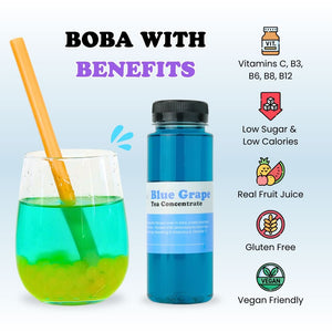Tempo Tea Bar Bubble Tea Kit Bubble Tea Kit | Strawberry & Blue Grape Fruit Tea with Popping Boba (serves 16)