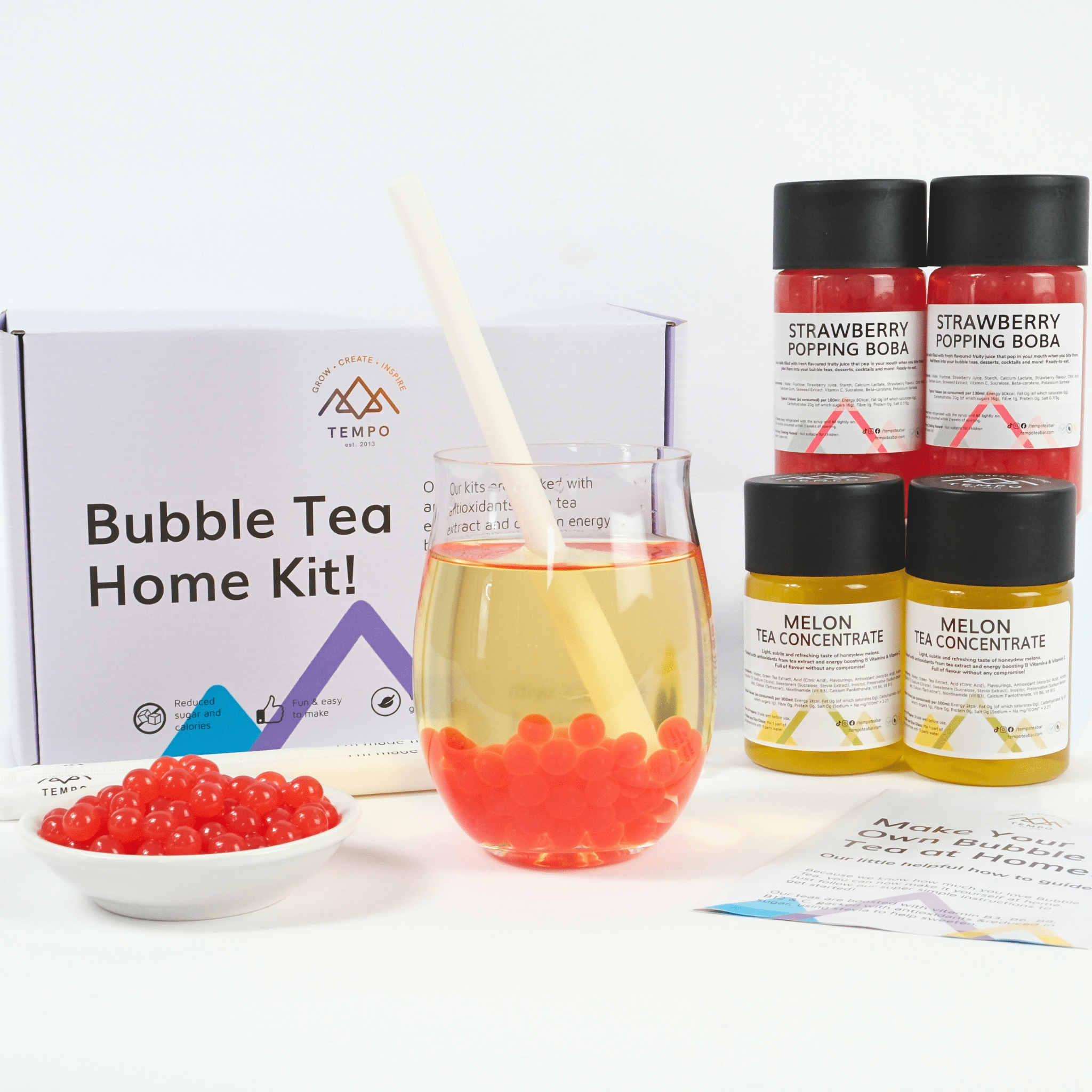 Tempo Tea Bar Bubble Tea Kit Melon | Fruit Bubble Tea Home Kit