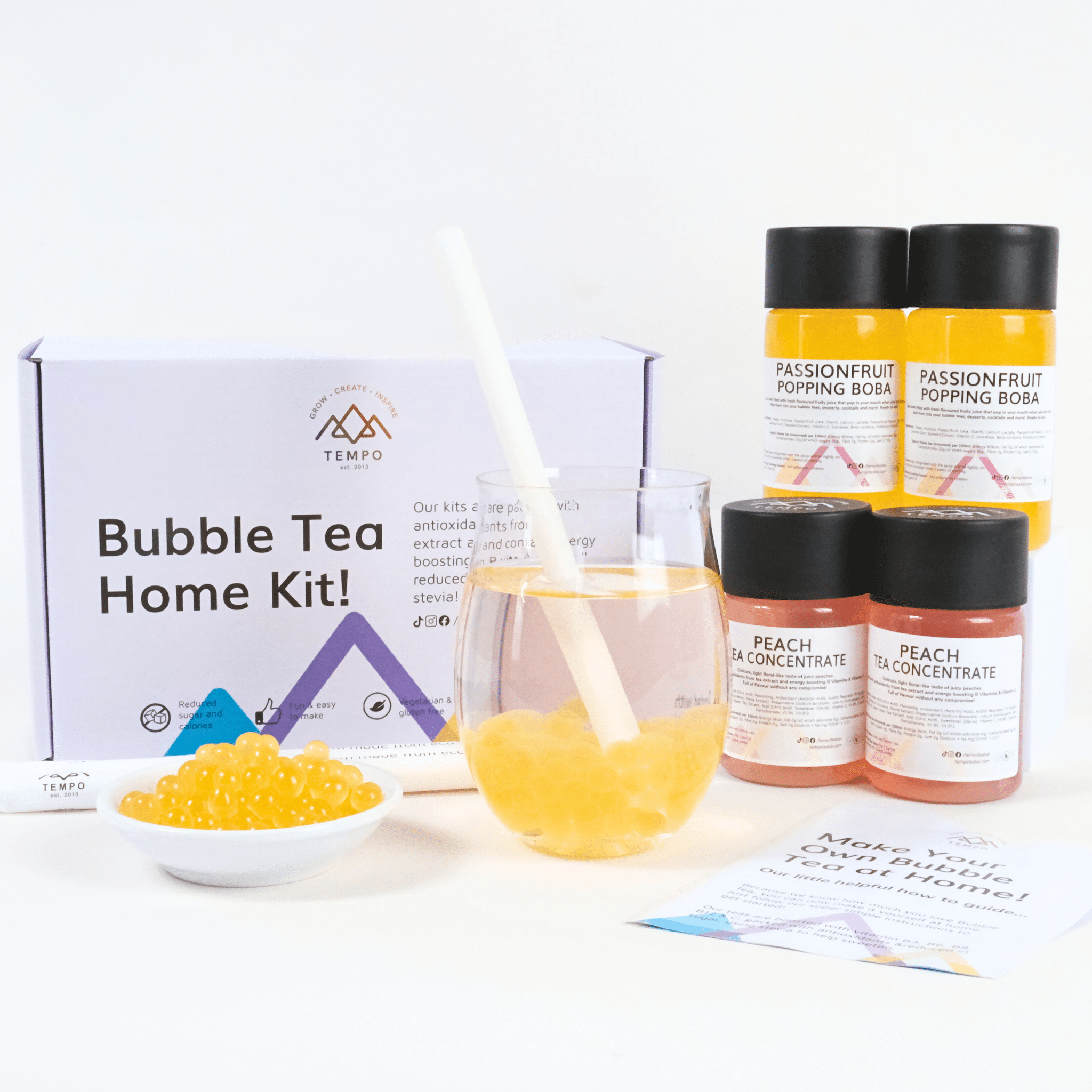 Tempo Tea Bar Bubble Tea Kit Peach | Fruit Bubble Tea Home Kit