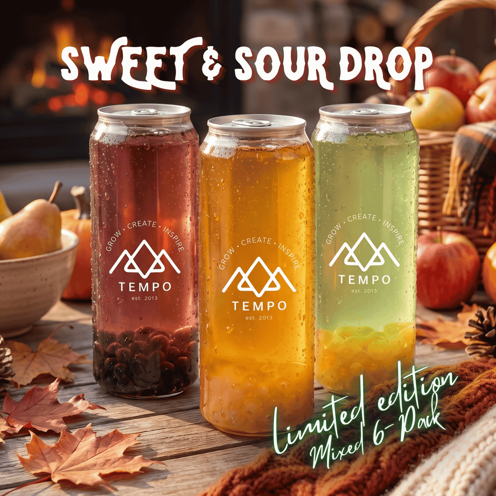 Tempo Tea Bar Bubble Tea Limited Edition: Sweet and Sour Drop Bubble Tea Cans (6 x 500ml)