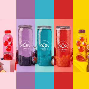 Tempo Tea Bar Bubble Tea Taster Set | Fruity Fun - Mixed 3 Pack (330ml) & x2 CommuniTEA bottles