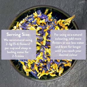 Tempo Tea Bar Loose Leaf Tea Butterfly Blue Pea Flower (25g) in Reusable Bamboo Glass Jar