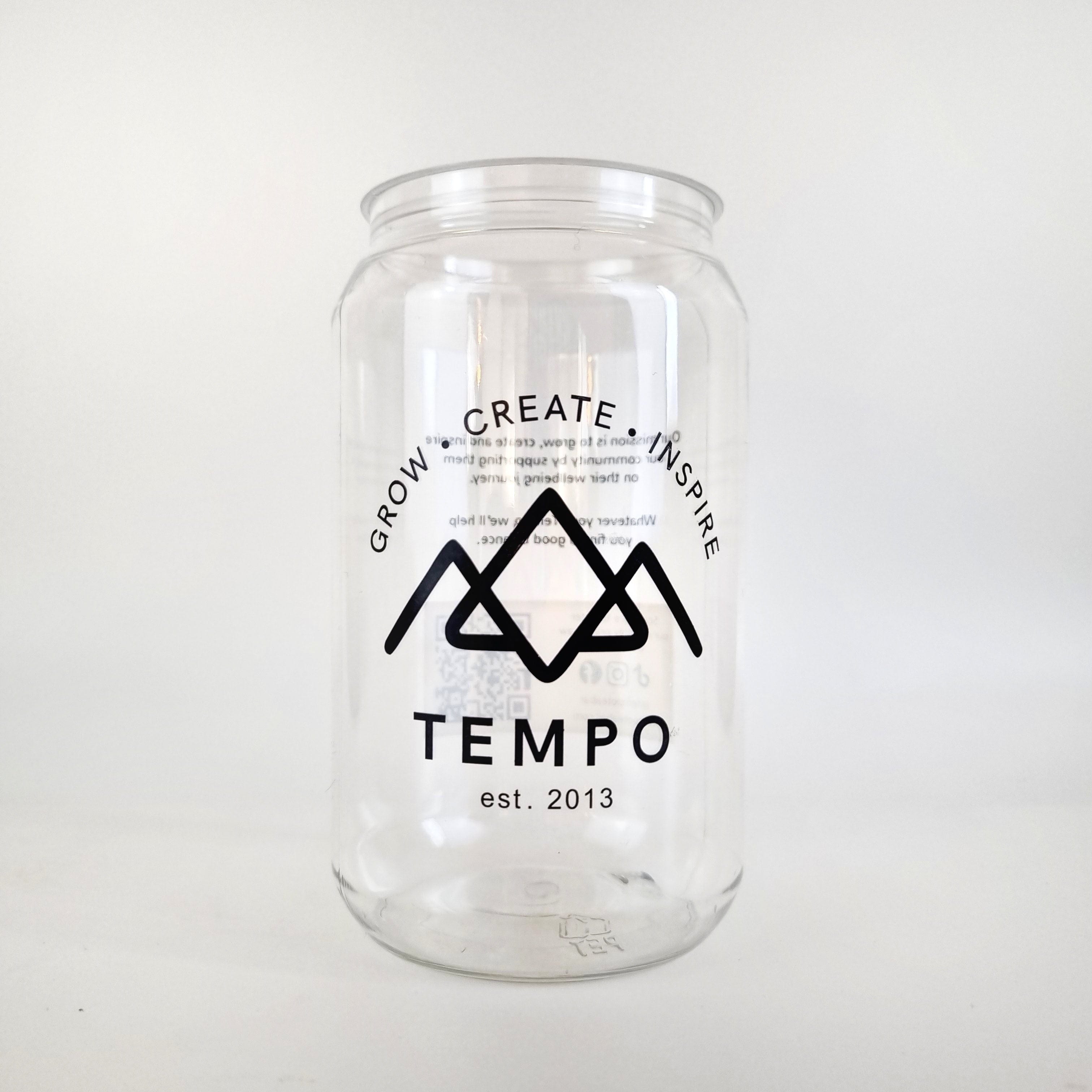 Tempo Tea Bar Reusable Small - 350ml Clear Tempo Bubble Tea Can